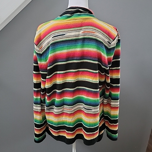 Ralph Lauren Southwestern Linen Blanket Striped Open Cardigan Size S Boho Hippie - Picture 3 of 4